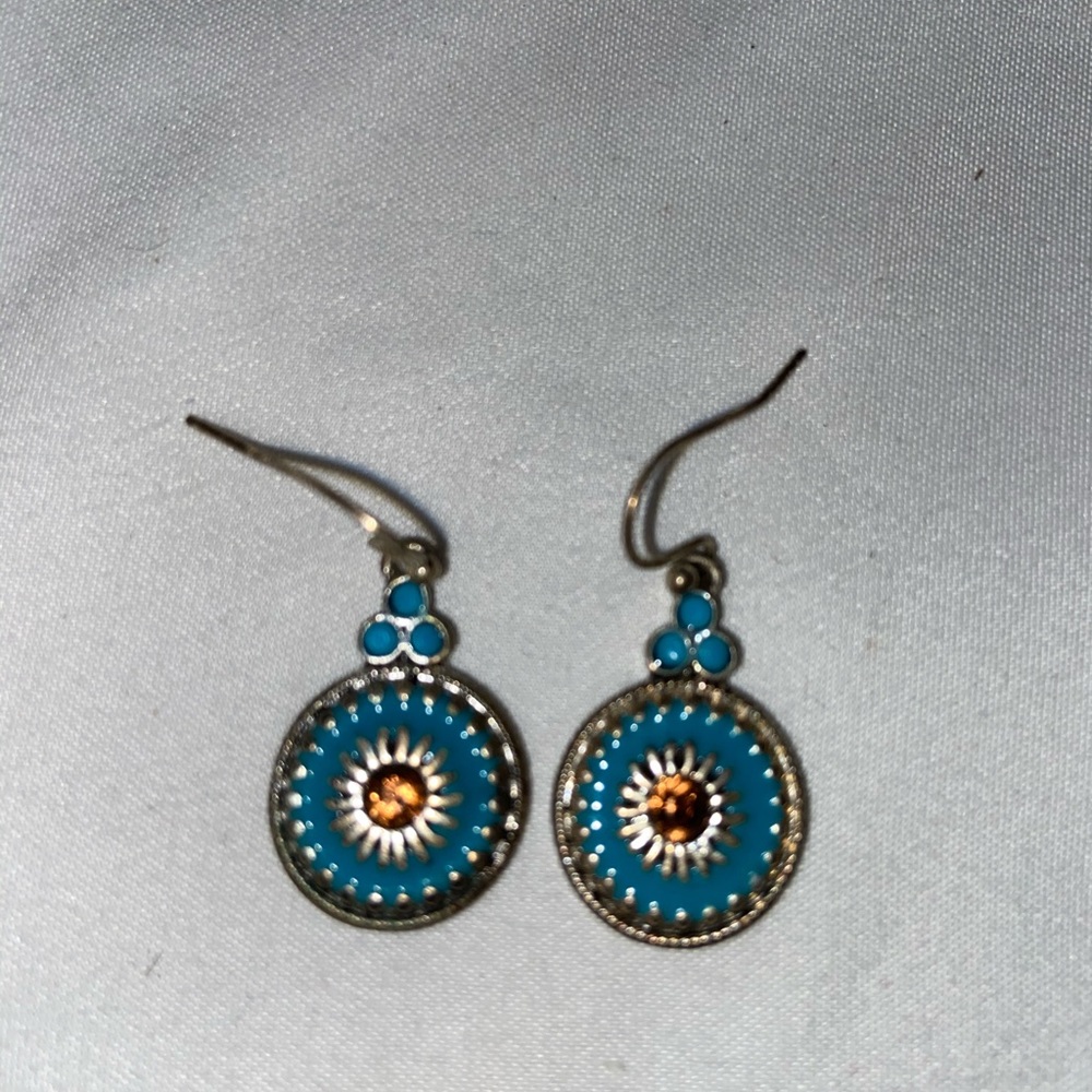 Turquoise and bronze earrings